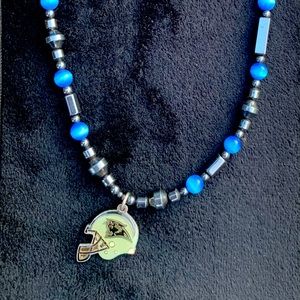 Carolina Panthers 18” hand beaded necklace